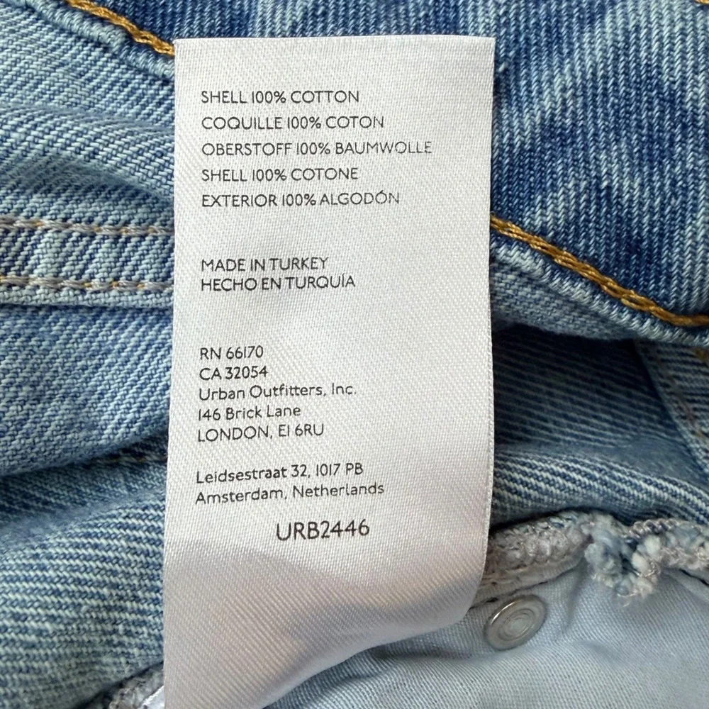 BDG 90s Long Inseam Shorts Women Size 26 Blue Distressed‎ Retro Festival Boho